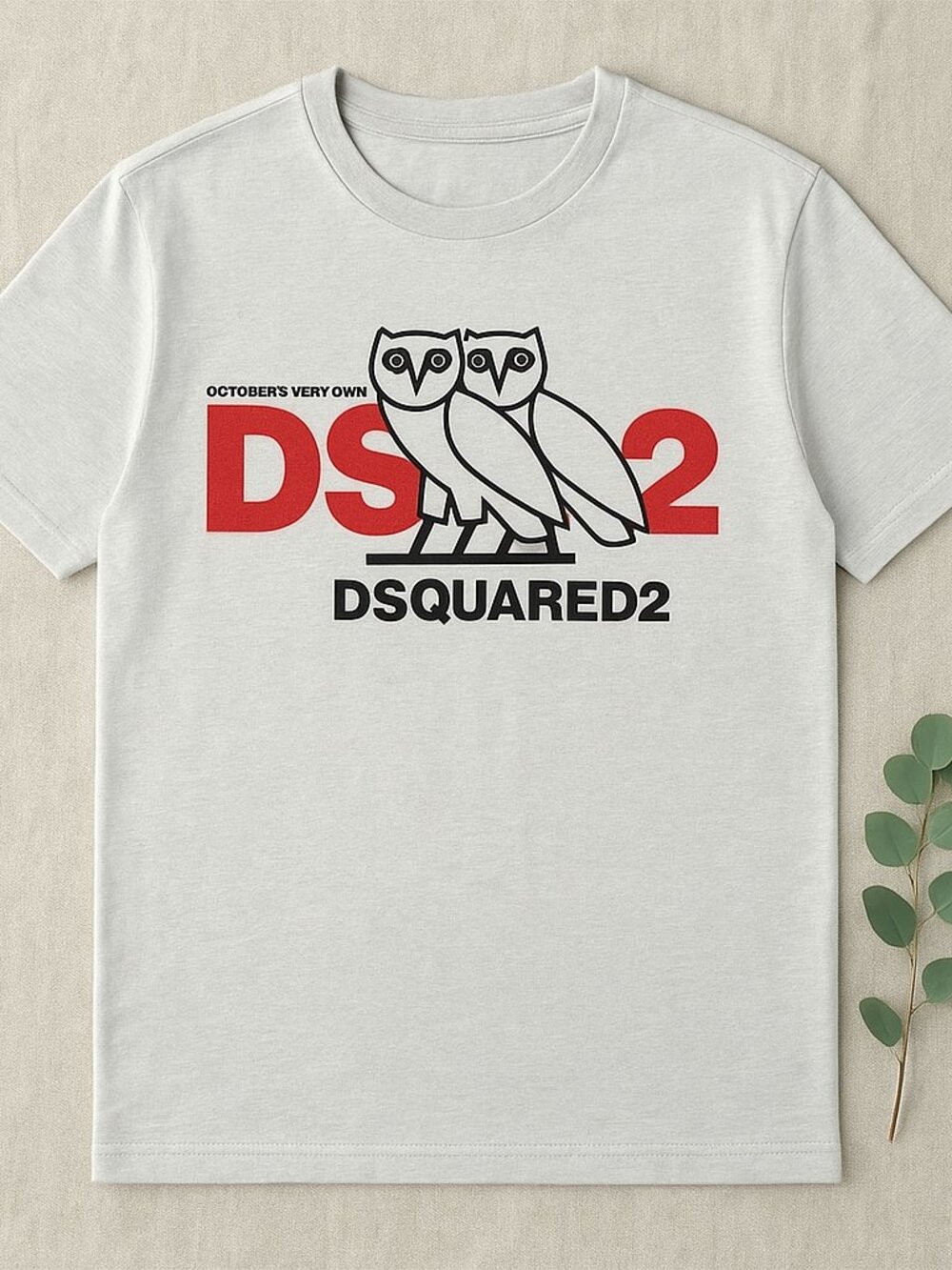 DSQUARED2 Inspired Owl Graphic T-Shirt – White Unisex Casual Streetwear Tee
